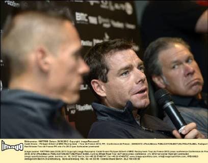 Cadel Evans - Philippe Gilbert of BMC Racing team Tour de France 2012, PK - Conference de Presse - 29 06 2012 xPhotoNewsx 