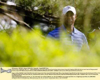 June 29, 2012 - Bethesda, MD, U.S. - TIGER WOODS tees off on the 16th hole during the 2nd round of play of the AT&T National PGA Golf Herren event held at Congressional Country Club AT&T National Second Round - ZUMAb21