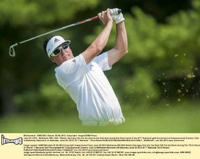 June 30, 2012 - Bethesda, MD, USA - Robert Garrigus hits his tee shot on the 2nd hole during the third round of the AT T National golf tournament at Congressional Country Club in Bethesda, Maryland, on Saturday, June 30, 2012. AT T National - Third Round - ZUMAm67