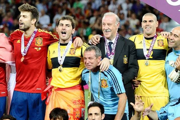 Kiew 01 07 2012 - finale Euro 2012 Spanien - Italien: Vicente Del Bosque-Iker Casillas 