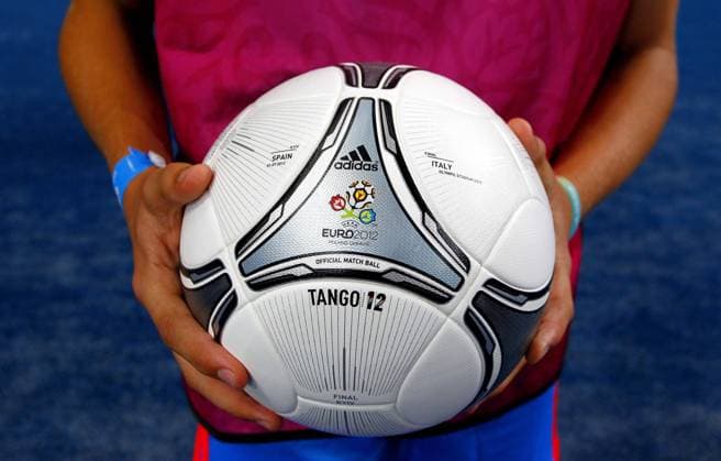 General view of the Euro 2012 final match ball - Euro 2012 Final, Spain v Italy at the Olympic Stadium, Kiev, Ukraine - EDITORIAL USE ONLY. No use with unauthorised audio, video, data, fixture lists, club league logos or live services. Online in-match use limited to 120 images, no video emulation. No use in betting, games or single club league player publications.