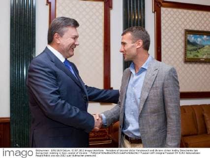President of Ukraine Viktor Yanukovych and Ukraine striker Andriy Shevchenko talk during their meeting in Kyiv, capital of Ukraine - 