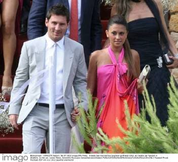 Iniesta has married his longtime girlfriend Ortiz, at Castillo de Tamarit in Altafulla. In the pic: Lionel Messi, Antonella Roccuzzo JomaxGarciaxixGisbert 