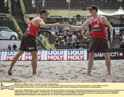 Germany, Berlin, Beachvolleyball, Smart Grand Slam 2012 Berlin, Beach Volleyball Swatch World Tour 2012, Boeckermann Urbatzka (GER), 11.07.2012, xHOCHxZWEIx xThomasxVictorx