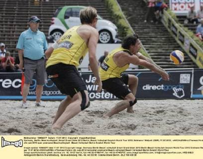 Germany, Berlin, Beachvolleyball, Smart Grand Slam 2012 Berlin, Beach Volleyball Swatch World Tour 2012, Erdmann Matysik (GER), 11.07.2012, xHOCHxZWEIx xThomasxVictorx