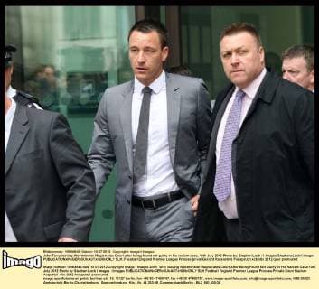 John Terry leaving Westminster Magistrates Court after being found not guilty in his racism case, 13th July 2012 Photo by: Stephen Lock i-Images StephenxLock i-Images  SLK