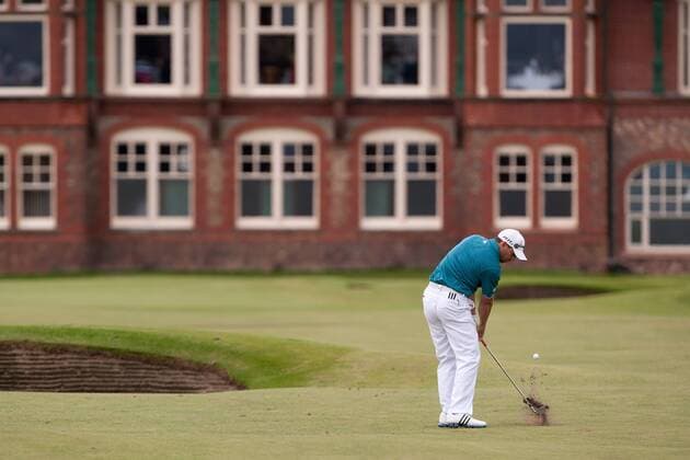 Golf - The Open - Day One Sergio Garcia of Spain strikes the ball down the 18th fairway towards the club house at Royal Lytham & St Anne s Golf Club 