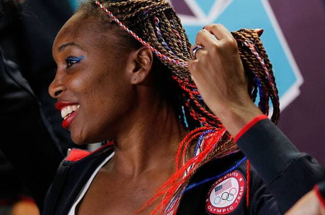(120724) -- LONDON, July 24, 2012 (xinhua) -- Venus Williams of the United States reacts during a press conference at the Main Media Center in London, Britain, on July 24, 2012. (Xinhua Li Ming) (OLY2012)BRITAIN-LONDON-TENNIS-USA-PRESS 