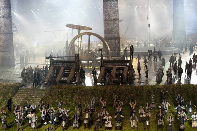 27,07.2012. London, England. The stadium is transformed in the Industrial Revolution segment during the Opening Ceremony of the London 2012 Olympic Games at the Olympic Stadium in Stratford. xRoganxThomsonx  ActionPlus11306769