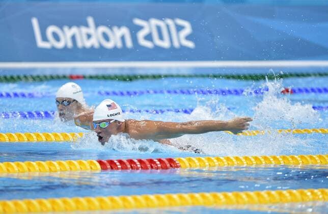 Ryan Lochte of the United States swims during the heats for the Men s 400M Individual Medley at the London 2012 Summer Olympics on July 28, 2012 in Stratford, London.  OLY20120728408