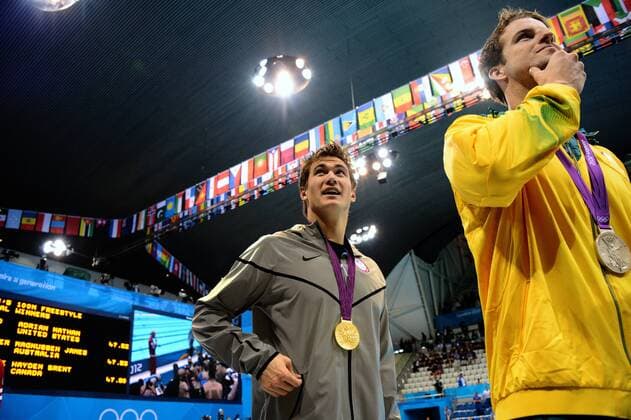 Nathan ADRIAN (USA) - James MAGNUSSEN (aus) - 100m nage libre Schwimmen: Finale - JO2012 - 01 08 2012 xAnthonyxBIBARDxFEPx 