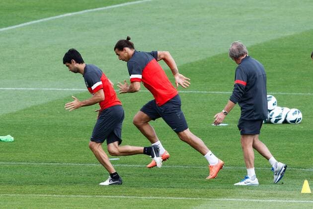 Javier Pastore Zlatan Ibrahimovic FOOTBALL : Entrainement Paris Saint Germain - 03 08 2012 GwendolineLeGoff Panoramic 