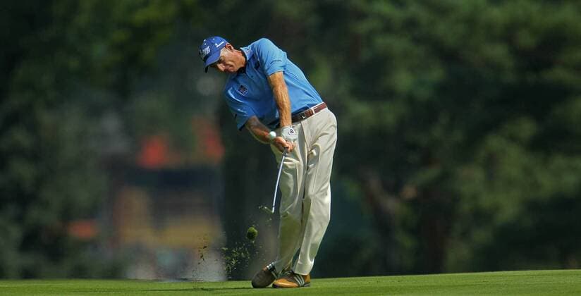 Aug. 3, 2012 - Akron, OH, USA - Jim Furyk hits his second shot on the 11th hole during second-round play at the 2012 WGC-Bridgestone Invitational at Firestone Country Club on Friday, August 3, 2012, in Akron, Ohio. 2012 WGC-Bridgestone Invitational - ZUMAm67