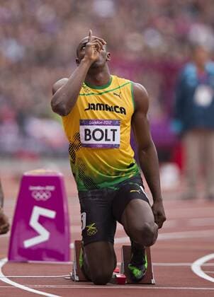 London, 07.08.2012, Olympische Sommerspiele Usain Bolt (Jamaica) vor dem 200m Vorlauf der Männer