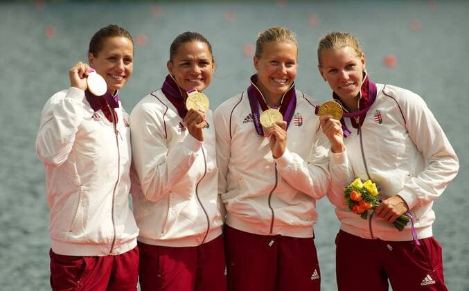 Olympia 2012 London 08.08.2012 Olympische Spiele London 2012 Kanu Finale K4 500m Damen; SZABO Gabriella KOZAK Danuta KOVACS Katalin FAZEKAS Krisztina (HUN) Gold