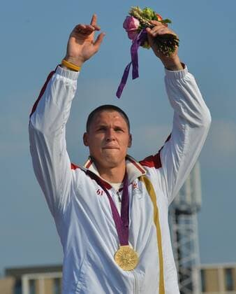 LONDON, Aug. 10, 2012 - Gold medalist Maris Strombergs of Latvia attends victory ceremony of men s cycling BMX competition, at London 2012 Olympic Games in London, Britain, on August 10, 2012. (OLY2012)BRITAIN-LONDON-CYCLING BMX-MEN S BMX 