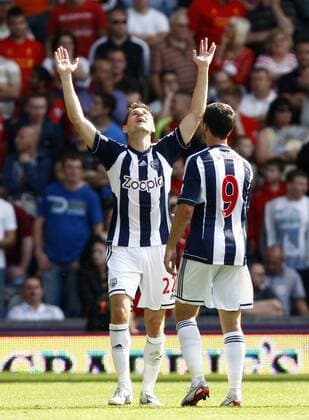 Football- Premier League - West Bromwich Albion vs. Liverpool- West Brom s Zoltan Gera celebrates his goal at The Hawthorns 