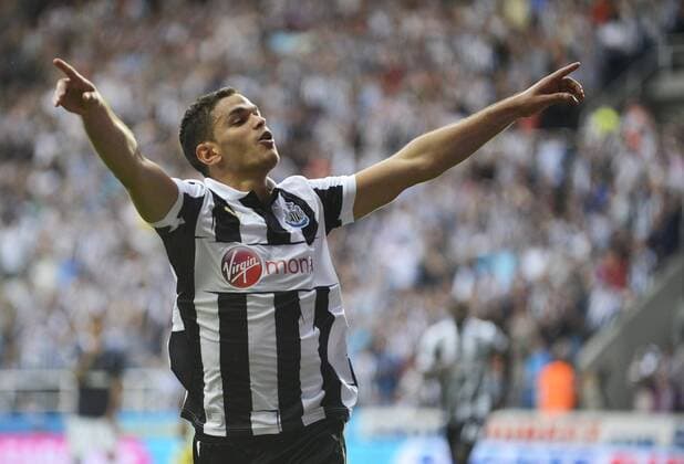 Newcastle United s Hatem Ben Arfa celebrates scoring his side s second goal..Barclays Premier League match between Newcastle United v Tottenham Hotspur at the Sports Direct Arena, Newcastle upon Tyne on the 18th August 2012. Pic Richard Lee SPORTIMAGE... EDITORIAL USE ONLY. No use with unauthorised audio, video, data, fixture lists, club league logos or live services. Online in-match use limited to 120 images, no video emulation. No use in betting, games or single club league player publications.