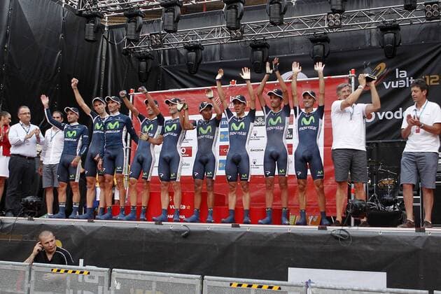 Team Movistar celebrates the victory in the Special Crono Stage.August 18,2012.  (201208182715)