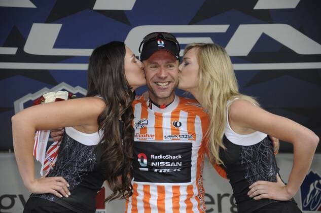 Aug. 23, 2012 - Aspen, Colorado, U.S. - JENS VOIGT of Team Radio Shack - Nissan accepting the aggresive rider award for stage 4 of the USA Pro Cycling Challenge in Beaver Creek. Cycling 2012 - USA Pro Challenge - Stage 4 - ZUMAw11