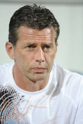 Turkey sportoto super league second weeks match between Kasimpasaspor (white ) and Karabukspor (red) at Recep Tayyip Erdogan Stadium in Istanbul on 24.08.2012 Pictured: German Coach Michael Skibbe of Karabukspor. 