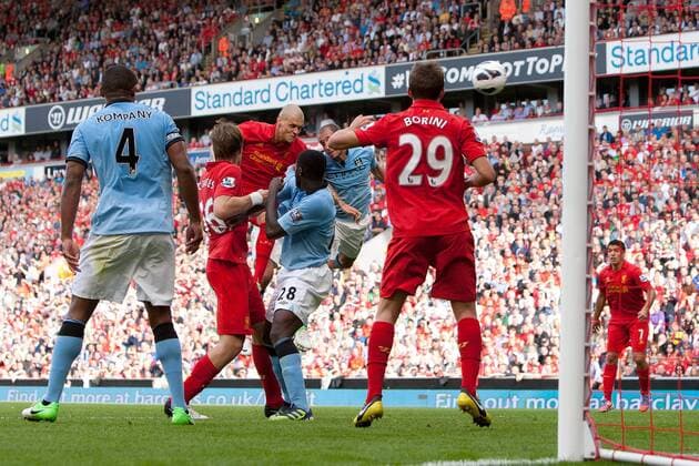 Football - Premier League - Liverpool vs. Manchester City Martin Skrtel of Liverpool opens the scoring with a headed goal at Anfield 