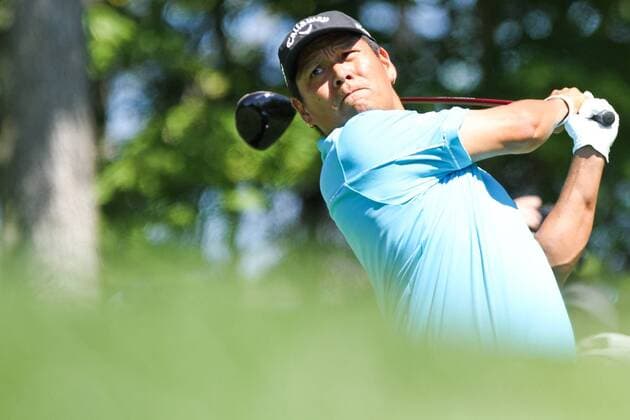 Aug. 29, 2012 - Vernon, New York, U.S. - Notah Begay III tees off on the 7th tee at the 5th Annual Notah Begay III Foundation Challenge at Atunyote Golf Club in Vernon, New York on August 29, 2012 GOLF 2012: 5th Annual Notah Begay Third Foundation - ZUMAec2
