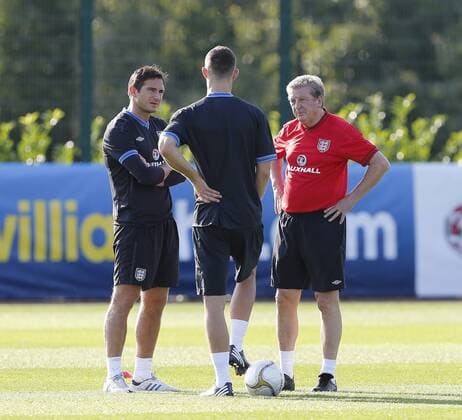 England s Frank Lampard and Roy Hodgson during training..Football - England training session - London Colney - Season 12 13 - 3 9 12 ..Mandatory Credit: David Klein Sportimage..EDITORIAL USE ONLY. No use with unauthorized audio, video, data, fixture lists, club league logos or ?live? services. Online in-match use limited to 45 images, no video emulation. No use in betting, games or single club league player publications. Please contact your account representative for further details.... EDITORIAL USE ONLY. No use with unauthorised audio, video, data, fixture lists, club league logos or live services. Online in-match use limited to 120 images, no video emulation. No use in betting, games or single club league player publications.