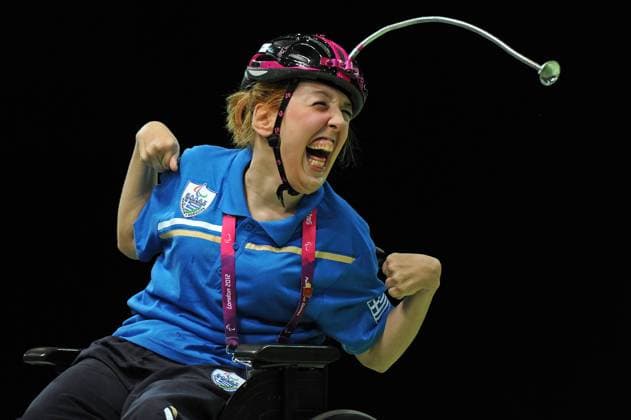 04.09.2012 Stratford, England. Maria-Eleni Kordali of Greece in action during the Boccia Mixed Pairs BC3 on day 6 of the London 2012 Paralympic Games at the ExCel Centre. xDavidxEmmx  ActionPlus20142934