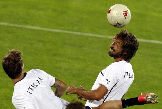 06.09.2012 Sofia (Bulgaria) Italy national football team training session at Vasil Levski stadium daye before FIFA World Cup 2014 match qualifications against Bulgaria. Andrea Pirlo (r) :Stringer in cooperation with 