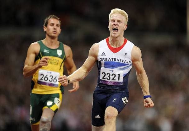 London 2012: 100 m finale - T44 vindes af Jonnie Peacock (GBR) Paralympic Games, London 2012: 100 m final - T44 is won by Jonnie Peacock (GBR) 
