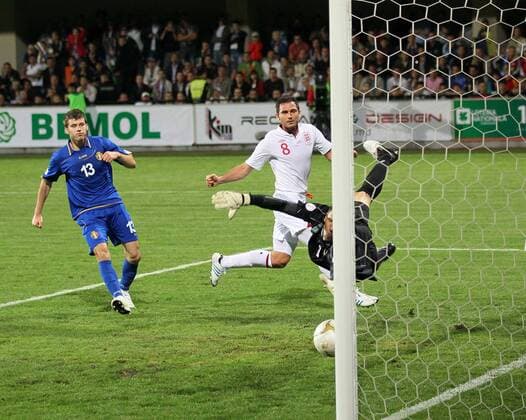 England s Frank Lampard scoring his second goal..Football - World Cup 2014 Qualifying - Moldova v England - Zimbru Stadium - 7 9 12 ..Mandatory Credit: David Klein Sportimage..EDITORIAL USE ONLY. No use with unauthorized audio, video, data, fixture lists, club league logos or ?live? services. Online in-match use limited to 45 images, no video emulation. No use in betting, games or single club league player publications. Please contact your account representative for further details. EDITORIAL USE ONLY. No use with unauthorised audio, video, data, fixture lists, club league logos or live services. Online in-match use limited to 120 images, no video emulation. No use in betting, games or single club league player publications.