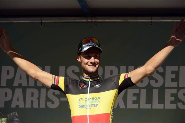 Podium : Tom Boonen (BEL) - Omega pharma Quickstep CYCLISME : Paris Bruxelles - 08 09 2012 PhotoNews Panoramic 