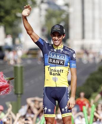 Alberto Contador celebrates the victory in the Overall Standing on Time of La Vuelta 2012.September 9,2012.  (201209095661)