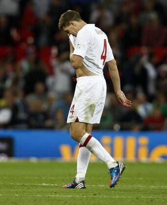 Football- 2014 World Cup Qualifying - Group H-England v Ukraine- England s Steven Gerrard trudges off after being sent off at Wembley Stadium 