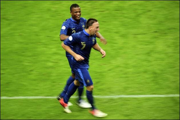 Franck Ribery (Fra) - Patrice Evra FOOTBALL : France vs Belarus - WM Qualifikation - 11 09 2012 JBAutissier Panoramic 