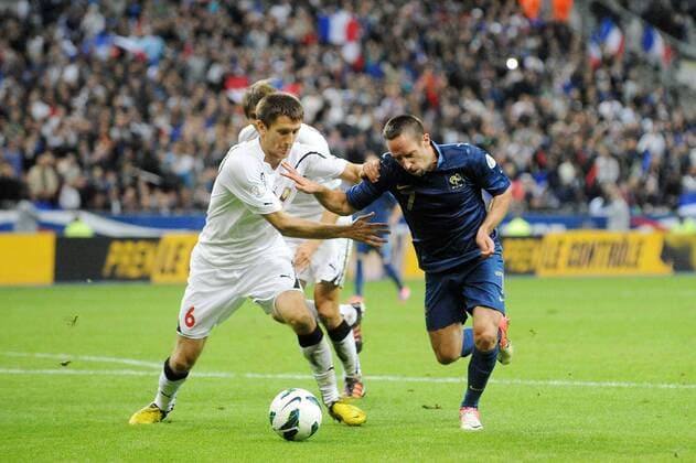 Franck Ribery (France) Artem Radkov (Belarus) FOOTBALL : France vs Belarus - 11 09 2012 N.LeGouic FEP Panoramic 