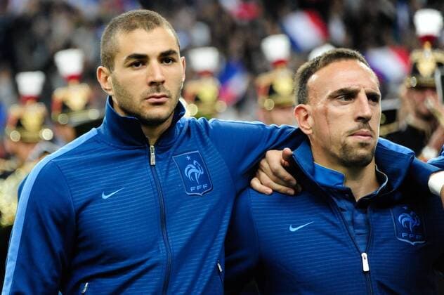 Karim BENZEMA Franck RIBERY (France) FOOTBALL : France vs Belarus - WM Qualifikation - 11 09 2012 ThierryBreton Panoramic 