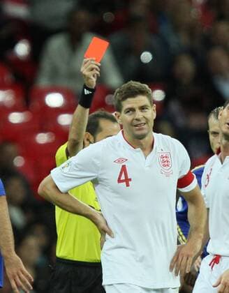 England v Ukraine - World Cup Qualifier Group H . . 11.09.12 Steven Gerrard is given a red card and sent off. 