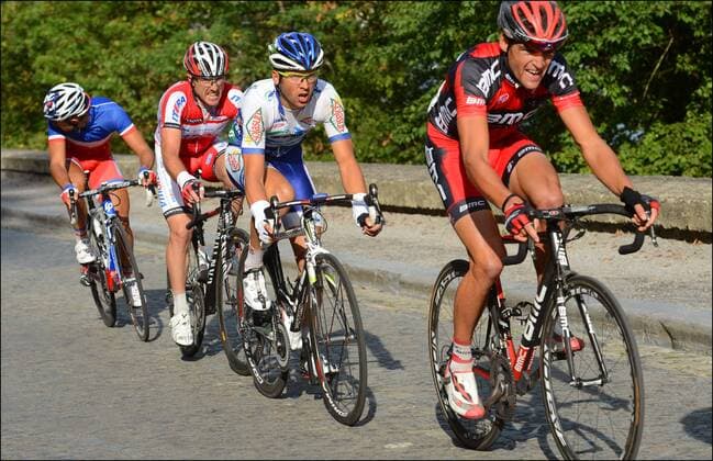 Julien Simon ( Saur team ) - Greg Van Avermaet ( BMC ) CYCLISME : Grand Prix de Wallone - 12 09 2012 PhotoNews Panoramic 