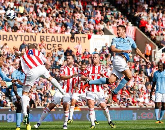 Javia Garcia scores to level the scores for Manchester City.Football - Stoke City v Manchester City - Barclays Premier League - Britannia Stadiym - Season 12 13 - 15 9 12. EDITORIAL USE ONLY. No use with unauthorised audio, video, data, fixture lists, club league logos or live services. Online in-match use limited to 120 images, no video emulation. No use in betting, games or single club league player publications.