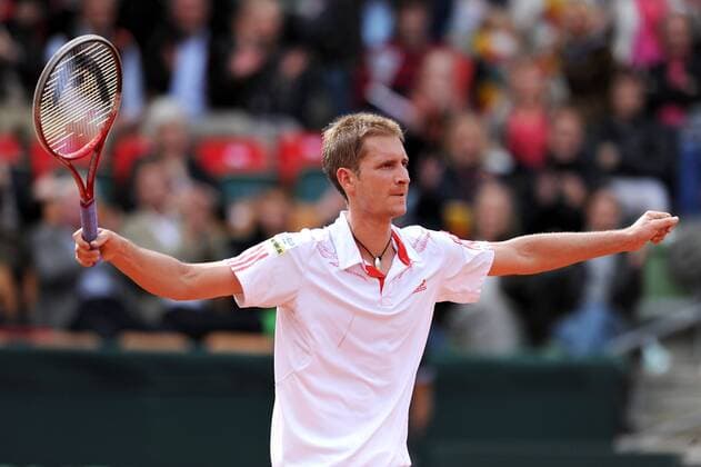 Florian Mayer gewinnt das dritte Einzel Atlanticlux Davis Cup Team Deutschland - Australien Relegationsspiele am Hamburger Rothenbaum