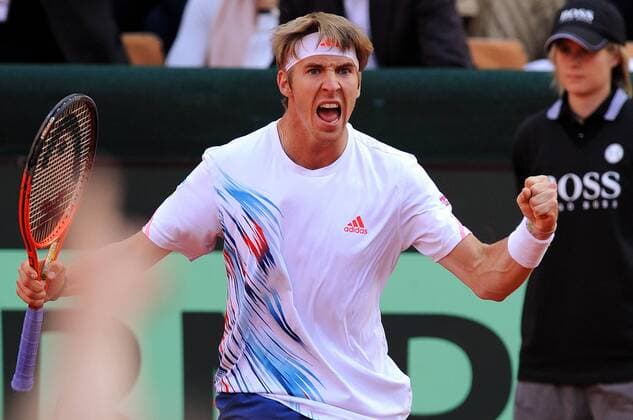 Cedrik-Marcel Stebe schreit vor Glueck Atlanticlux Davis Cup Team Deutschland - Australien Relegationsspiele am Hamburger Rothenbaum