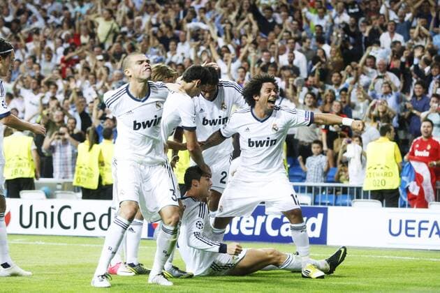 Real Madrid team group (Real), SEPTEMBER 18, 2012 - Football Soccer : UEFA Champions League Group D match between Real Madrid 3-2 Manchester City at Estadio Santiago Bernabeu in Madrid, Spain.  (oqma008321)