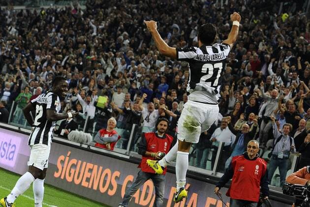 Mg Torino 22 09 2012 - campionato di calcio serie A Juventus-Chievo Verona foto Matteo Gribaudi Image Sport nella foto: esultanza gol Fabio Quagliarella 