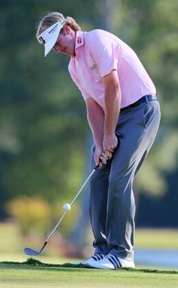 Sept. 23, 2012 - Atlanta, GA, USA - Brandt Snedeker chips it in the hole for a birdie to go 11-under par on the 17th green to win the Tour Championship and FedExCup at East Lake Golf Club in Atlanta, Georgia on Sunday, September 23, 2012. Snedeker finished his round at 10-under par for a three stroke victory over Justin Rose to take home both trophies. Tour Championship - ZUMAm67