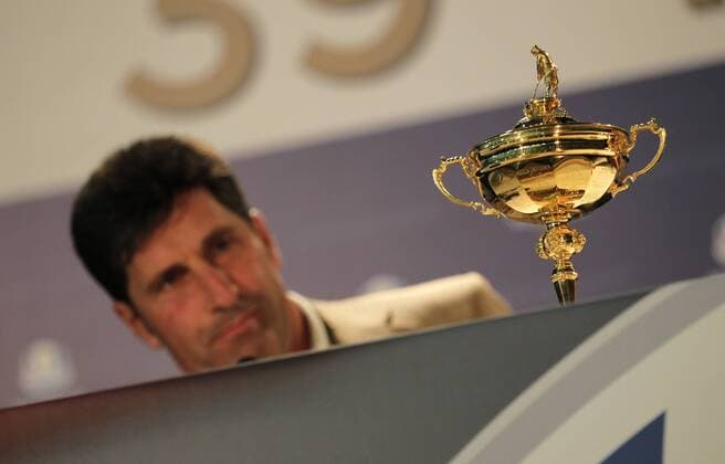PGA-Ryder Cup 2012 Jose Maria Olazabal answers questions in the Medinah media center Monday afternoon. 