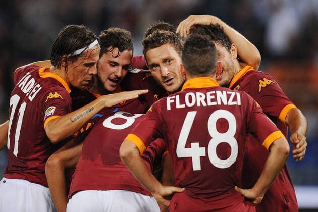 Francesco Totti (Roma) Florenzi, Taddei, Marquinho Calcio Serie A 2012 2013 AS Rom - Sampdoria Genua AntoniettaxBaldassarre