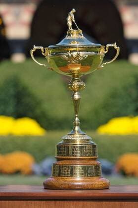 25 September 2012: A view of the coveted Ryder Cup on display during a practice round at Medinah Country Club, Medinah, Il GOLF: SEP 25 PGA Golf Herren - Ryder Cup - Practrice Round Icon484092520123449 EDITORIAL USE ONLY