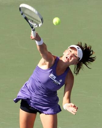 Sept. 29, 2012 - Tokyo, Japan - AGNIESZKA RADWANSKA of Poland serves during the final match of the Toray Pan Pacific Open tennis tournament at Ariake Colosseum on September 29, 2012 in Tokyo, Japan. Toray Pan Pacific Open Tennis Tournament - ZUMAjn1